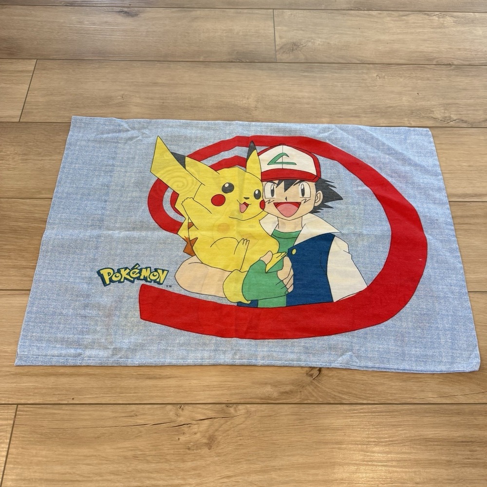 Pokemon Pillowcase 1995‎ Nintendo Pikachu Ash Original Vintage Standard Size EUC